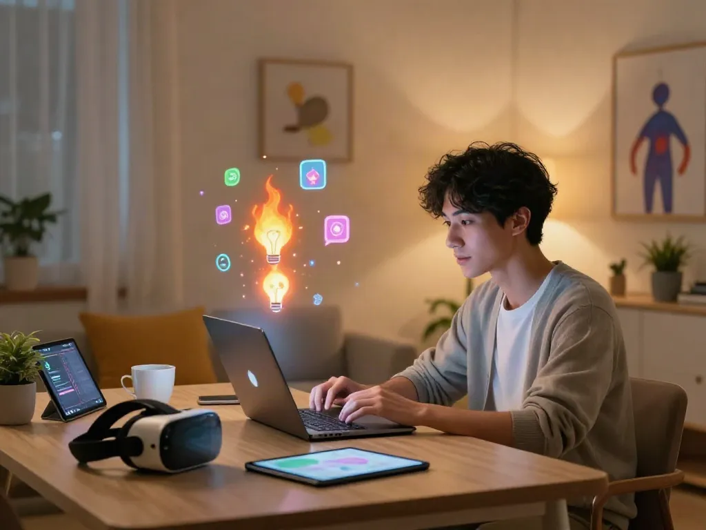 A cozy chat room scene with a user interacting with an AI character, showcasing character ai nsfw features.